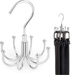 ZEDODIER Belt Hanger, Rotatable Belt Rack Closet Accessories Organizer, Maximum 24 Storage Capacity, Hanging Holder Storage Hook for Belt, Bra, Tank Top, Tie, Scarf, Purse, Silver