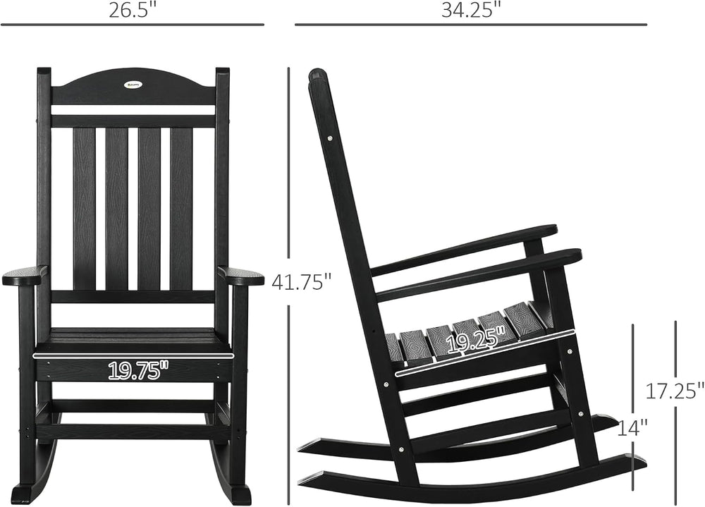 Outsunny 2 Pieces Outdoor Rocking Chair, All Weather-Resistant HDPE Rocking P...