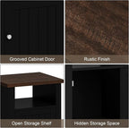 ChooChoo Nightstands Set of 2, Rustic Vintage End Side Table with Storage for Bedroom Living Room, Black&Brown