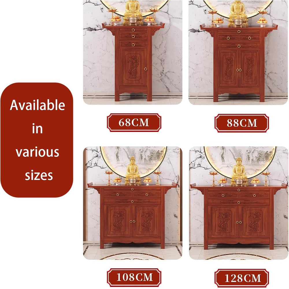 Large-Capacity Prayer Cabinet, Altar Table with Drawers, Solid Thickened Bamb...