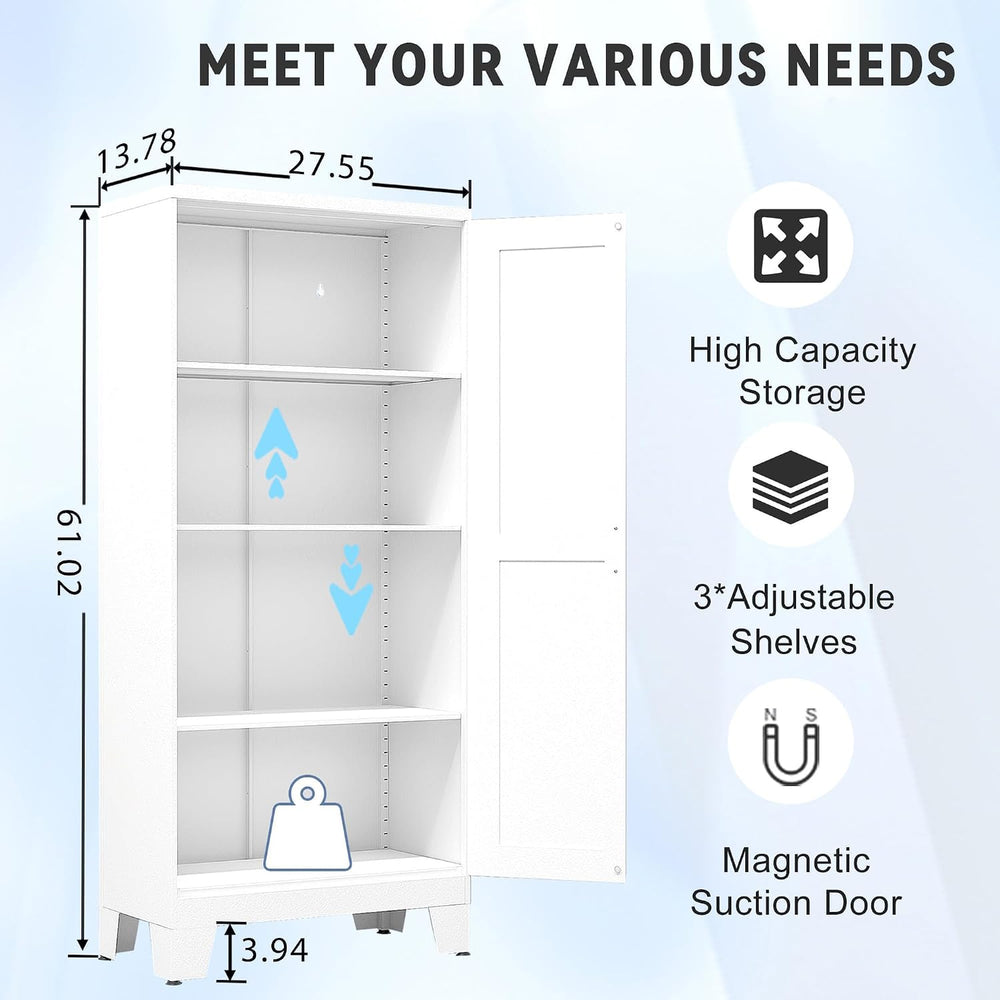 GAIOUS 61.02" Metal Pantry Cabinet, White Kitchen Pantry Storage Cabinet...