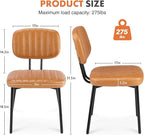 Sweetcrispy Dining Chairs Set of 2, Upholstered Mid Century Modern Kitchen Accent Chairs with Faux Leather Cushion Seat & Metal Legs for Home Office, Living Room - Brown