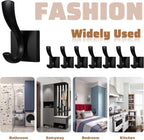 8 Pack Wall Hooks Heavy Duty Towel Robe Coat Hooks for Bathroom Bedroom Entryway with Mounting Hardware Rustproof Aluminum Alloy Black