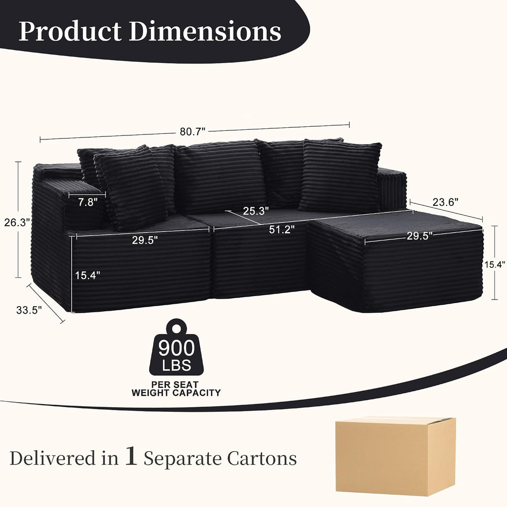 Korser Cloud Modular Sectional Sofa with L-Shaped, Couches for Living Room, F...