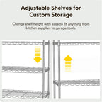 Displays By Jack 4 Tier Wire Shelving Unit Storage Rack, Metal Heavy Duty Utility Organization Units for Products Plant Standing Shelf, Pantry, Garage, Shelf Stand, Black, 14" W x 30" L X 48" H