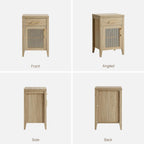 SICOTAS Tall Nightstands Set of 2 with Drawer - Farmhouse Night Stand | Bedside Tables with Storage, Wooden End Tables with Metal Mesh Door and Adjustable Shelf for Bedroom, Light Walnut