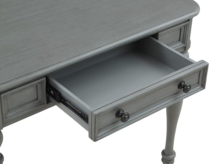 OSP Home Furnishings Country Meadows 36 Inch Writing Desk with Drawer, Plantation Grey