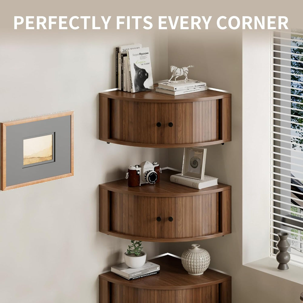 Corner Shelves Wall Cabinet Set of 3, Floating Corner Shelf Organizer with Sl...