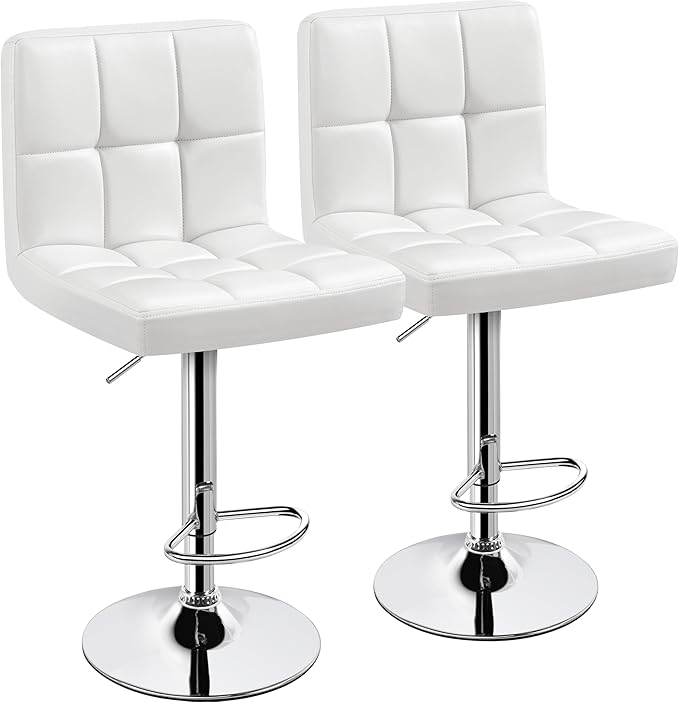Yaheetech Bar Stools Set of 2, PU Leather Adjustable Swivel Barstools, Armles...