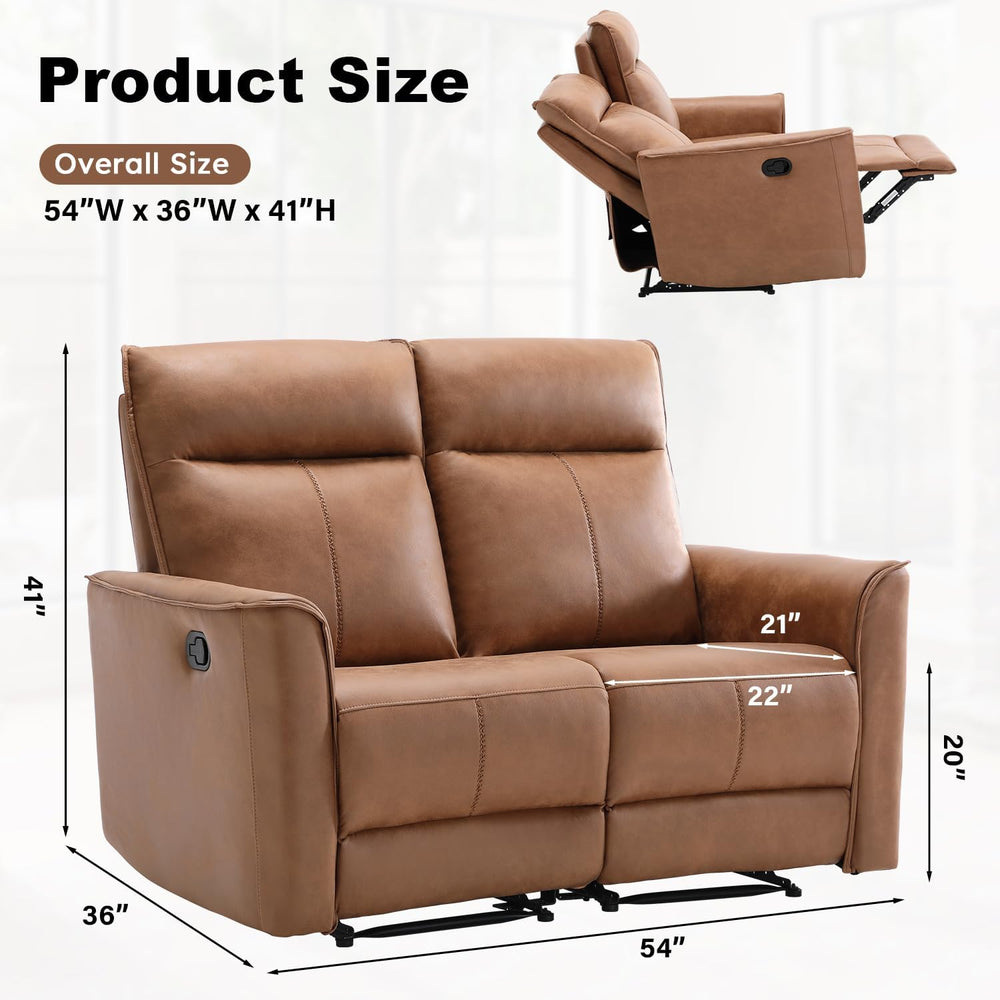 CANMOV Manual Loveseat Recliner Sofa, Wall-Hugger 2 Seat Reclining Love Seat ...