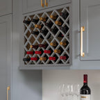 Solid Wood RTA Wine Bottle Rack Wall Cabinet with Lattice Panels - Bottle Holder Storage for Bar, Pantry, or Wine Cellar - Mocha Finish Countertop Solution (Gray, 24'W 12'D 30'H)