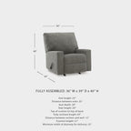 Signature Design by Ashley Revenna Manual Rocker Recliner, Greystone | 100% polyester menswear chenille fabric, Track arm style, Living room and lounge spaces