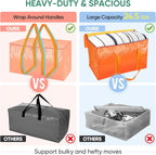 BALEINE 4-Pack Oversized Moving Bags with Reinforced Handles, Heavy-Duty Storage Tote for Clothes, Moving Supplies (Orangel, 4-Pack)