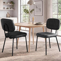 OLIXIS Dining Chairs Set of 2, Mid Century Modern Kitchen Chairs, Black | Faux Leather Cushion Seat, Metal Legs Backrest, Living Room Home Office Bedroom