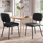 OLIXIS Dining Chairs Set of 2, Mid Century Modern Kitchen Chairs, Black | Faux Leather Cushion Seat, Metal Legs Backrest, Living Room Home Office Bedroom