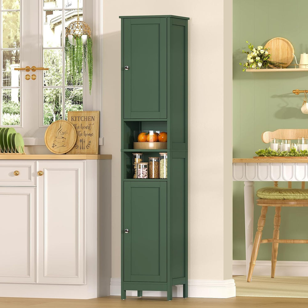 67" Tall Bathroom Cabinet with Adjustable Shelves and Doors, Narrow Bath...