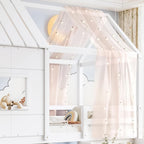 Loft Bed with Storage Shelves and Stairs，Antique White-P：Twin | House Loft Bed with Playhouse Shape Roof and Window
