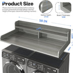 2-Tier Washer and Dryer Countertop with 2.75" H Guard,58" W x 28" D Laundry Countertop Cover with Non-Slip Pad,Large Space Laundry Topper for Folding Clothes Over Washer and Dryer-Stripe Gray