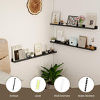 Axeman Floating Shelves for Wall - Picture Ledge Shelf Set of 2-36 Inch Black Floating Shelves with Lip - Picture Shelf for Wall with Ledge - Photo Ledge Shelves for Pictures Nursery Books