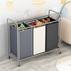 LINZINAR 3-Bag Laundry Basket Sorter Laundry Hamper Cart with Heavy Duty Rolling Lockable Wheels and Removable Bags (Assorted)