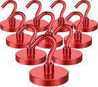MIKEDE Strong Magnetic Hooks, 120Lbs Heavy Duty Magnetic Hooks for Cruise, Neodymium Earth Magnets with Hooks for Hanging, Super Metal Industrial Magnets for Grill, Storage (Yellow,10 Pack)
