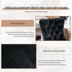 Mid Century Modern Dining Chairs Set of 6, Black Velvet Upholstered Tufted Back, Kitchen & Dining Room Chairs, Brushed Silver Metal Legs, Nailhead Trim, Sillas para Comedor (Black, 6 Pcs)