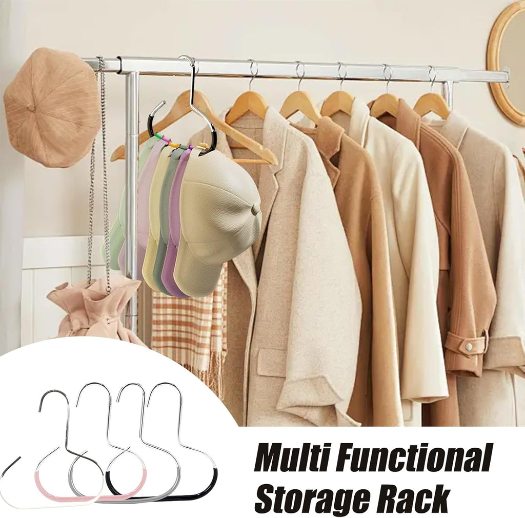 Maximize Closet Space with Versatile Storage, Hat Hangers for Closet, Hat Organizer, Multi-Functional Organizer Space Saving for Hats, Ties, Scarves, Delicate Fabrics (3pcs*Pink)