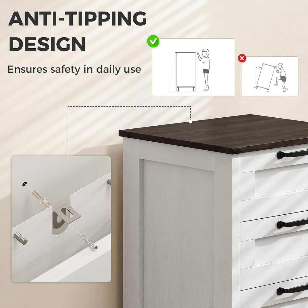 HOMCOM 3 Drawer File Cabinet Printer Stand Silent Slides Distressed White