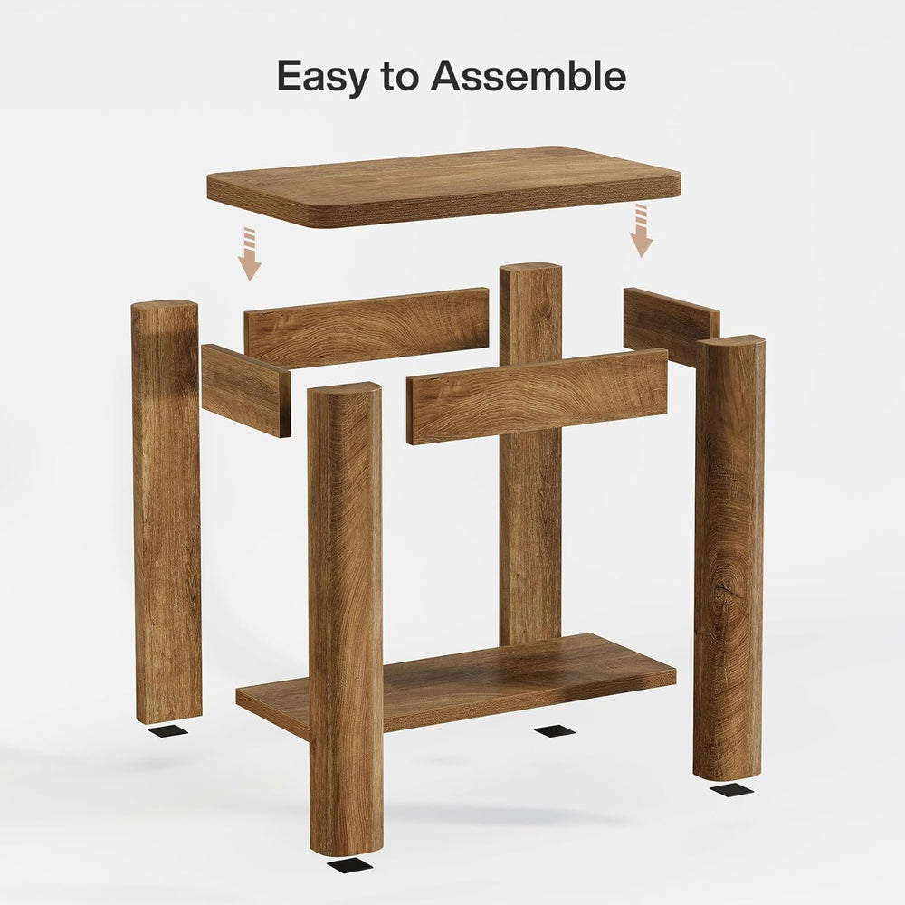 Tribesigns End Table for Living Room, Farmhouse Wooden Side Table with Storag...