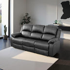 Recliner Sofa Set Couches for Living Room Chair Semi PU Fabric Living Room Furniture Sets, Adjusted Loveseat Reclining Couch Furniture Sofa Set for Theater Seating, 3-Seater, Black