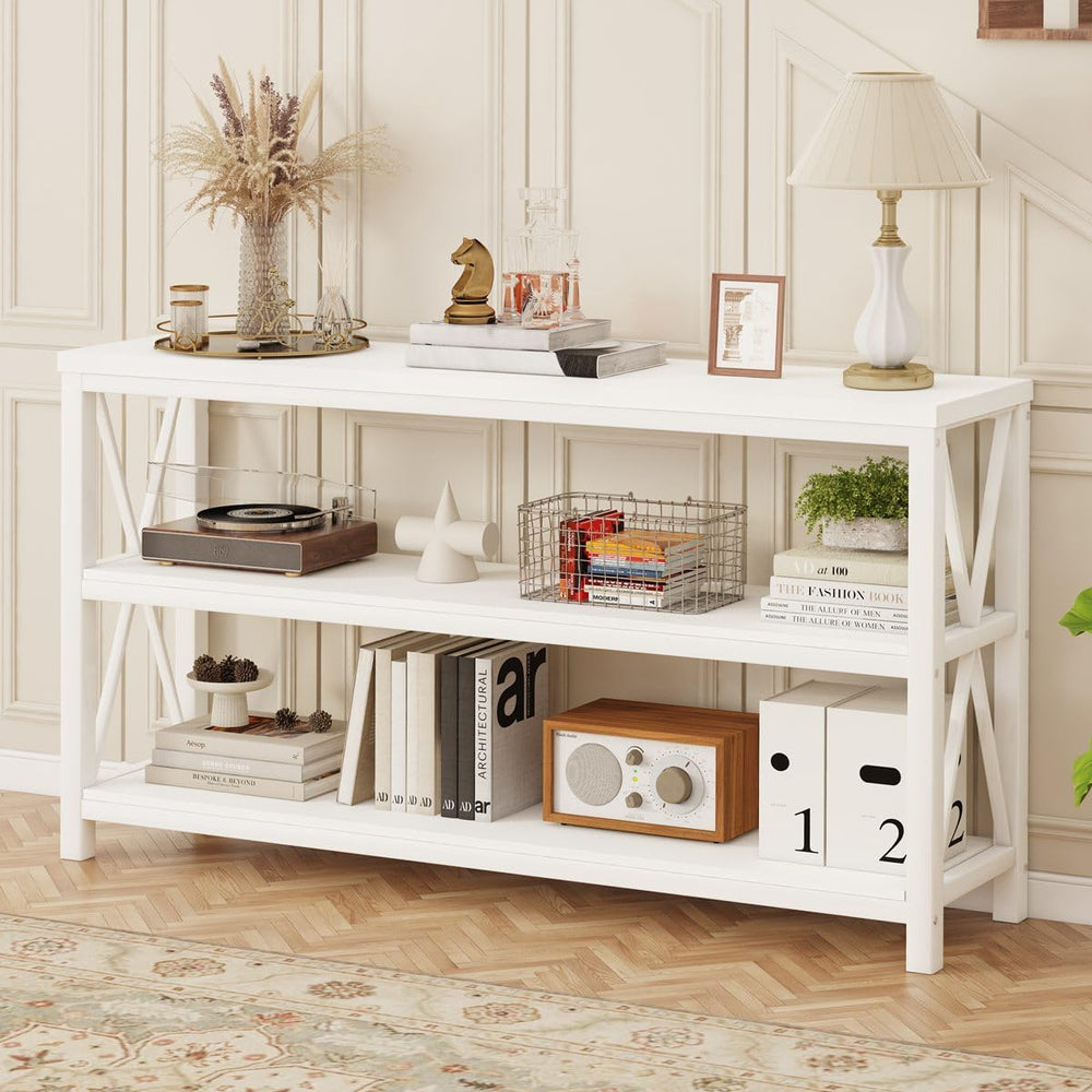 FATORRI Console Table for Entryway, Long Sofa Table with 3 Tier Shelves, Mode...