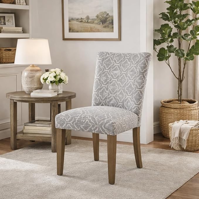 HomePop Parsons Classic Upholstered Accent Dining Chair, Pack of 2, Grey
