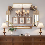 Kelly Miller Large Gold Decorative Mirror for Wall, 30"x40" Gold Bathroom Mirror Vanity Wall Mirror Rectangle Mirror Beveled for Master Bath Half Bath Living Room Bedroom Farmhouse Fireplace Hallway