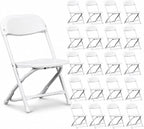 Kids Folding Plastic Chair with Metal Frame, Lightweight Stackable Toddler Chairs for Classroom Table Desk Parties Events Weddings and Home Use, White Pack of 20 Chairs
