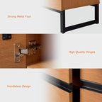 WAMPAT 3-in-1 Modern TV Stand for Up to 110 Inch TVs, Large Wood Entertainment Center Media Console with Storage Cabinets and Metal Base for Living Room, Mocha