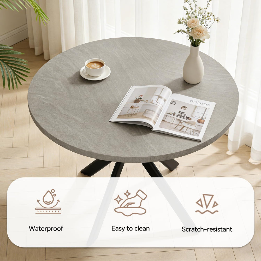 44" Round Dining Table with Chair Set for 4, Modern Mid-Century Dining T...