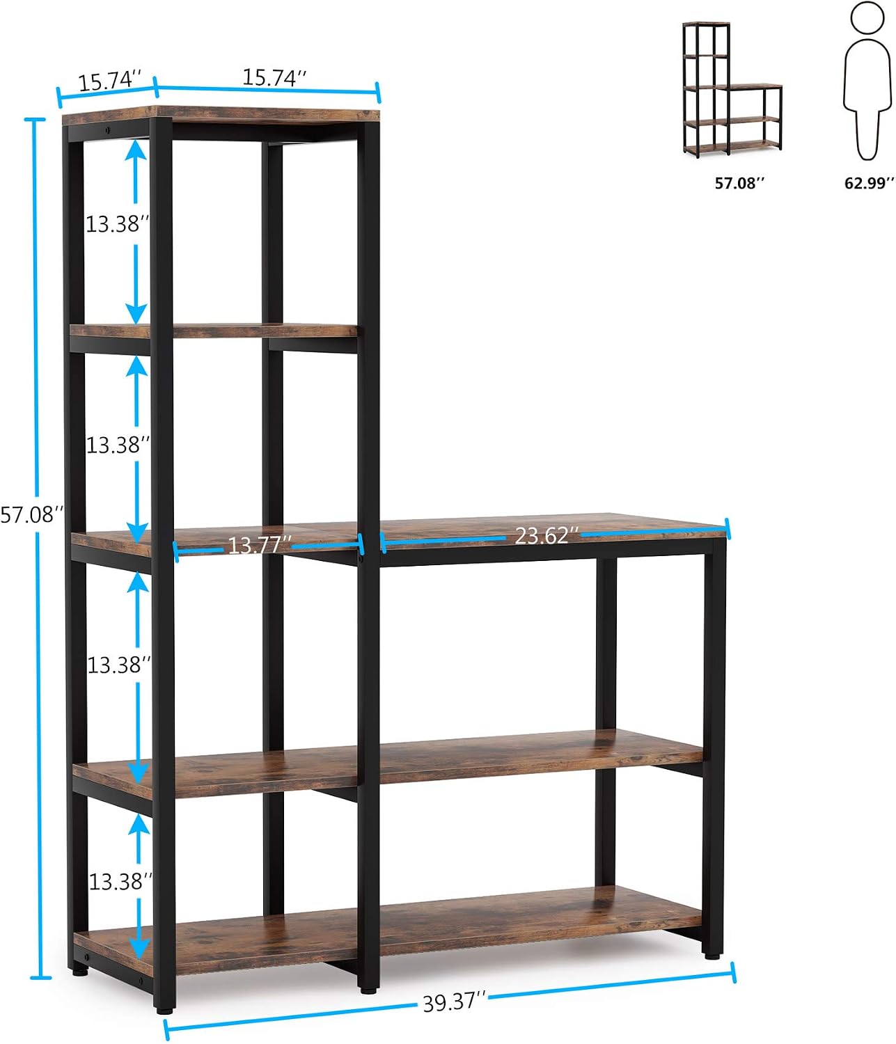 Tribesigns 5-Tier Kitchen Bakers Rack with Utility Storage Shelf, Freestanding Microwave Oven Stand Kitchen Spice Rack Shelf Organizer