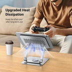 UGREEN Tablet Stand Holder for Desk with 360° Rotating Base Aluminum Dual Rod Support Adjustable Home Office Accessories Compatible with iPad Pro 13 12 11 Air Mini 5 4 3 Phone E-Reader Silver