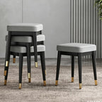 Dining Stool, Dressing Table Stool, Spare Square Chair, Metal Frame Side Chair, Widen The Large Seat Surface, for Small Spaces Home Bedroom Study(Gray)