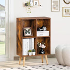 LEYAOYAO 4 Cube Bookshelf, 2-Tier Bookcase with Legs, Brown Kids Book Shelf Cute Storage Organizer, Free Standing Open Toy Shelves Modern Bookshelves,Wood Display Bookcases for Bedroom,Living Room