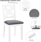 Harper & Bright Designs 58.5" Lx34.5 W Solid Wood 7-Piece Dining Table Set for 6, Grey White Two-Tone Kitchen Dining Room Set with 6 Upholstered Chairs, Rubber Wood Frame, 330LBS Capacity