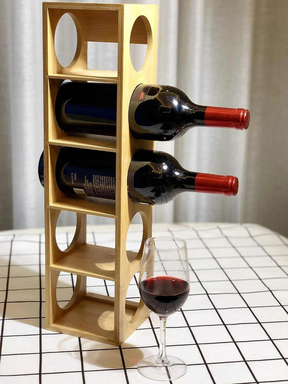 HYGRAD BUILT TO SURVIVE Stackable Bamboo Wall Mounted Wine Rack Stand, 5 Bott...