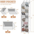 STORAGE MANIAC Over the Door Shoe Organizer with Curtain Dustproof Heavy-Duty Large Deep Pocket Hanging Shoe Organizer for Closet Dorm & Narrow Door Storage Shoe Holder Shoe Rack, 9-Shelf Beige 1 Pack