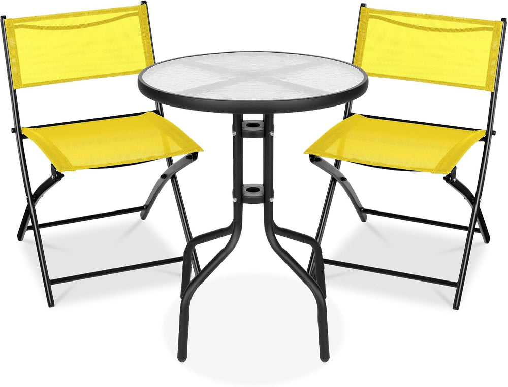 Best Choice Products 3-Piece Patio Bistro Dining Furniture Set w/Textured Gla...