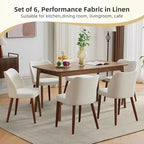 Dining Chair Set of 4, Linen Upholstered Dining Chair with Solid Wood Legs, Wing Backrest, Wooden Kitchen Chair, Kitchen Chairs with Thick Cushions for Dining Room, Living Room, White
