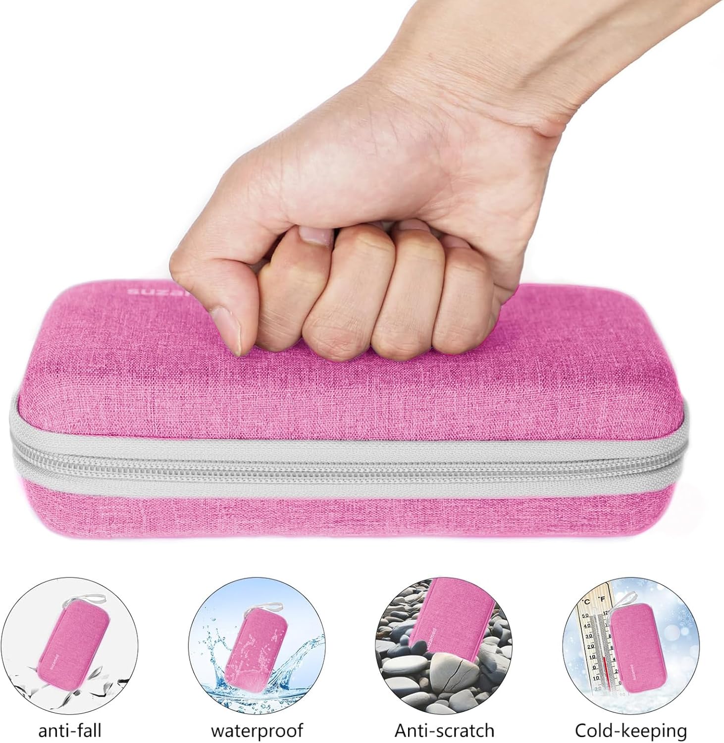 Insulin Cooler Travel Case,EVA Insulation Travel Medicine Kit with 2 Ice Packs for Diabetes Care,Insulin Pen and Other Diabetic Supplies (Pink)