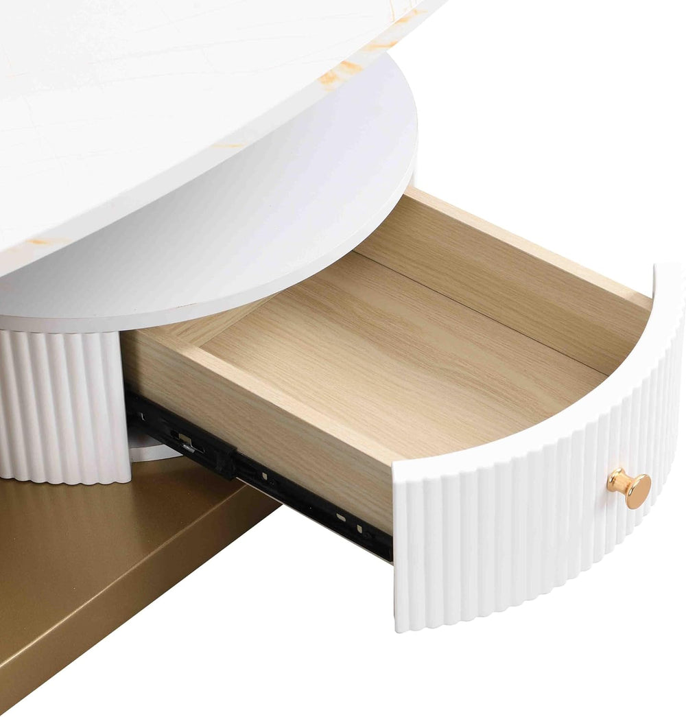 Modern Nesting Coffee Table Set of 2, Oval and Round Coffee Table Set for Liv...