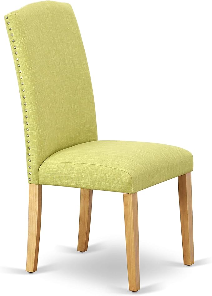 East West Furniture CAEN7-OAK-07 7 Piece Dining Table Set Consist of a Rectangle Kitchen Table and 6 Limelight Linen Fabric Parson Dining Chairs, 36x60 Inch, Oak