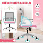 Office Chair ergonomically Designed with Breathable mesh backrest and Lumbar Support Adjustable Height Suitable for Offices Homes bedrooms Study Rooms Pink