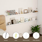 Axeman White Floating Shelves - 55 Inch Picture Ledge Shelf Set of 2 - Floating Wall Shelves with Lip - Picture Shelf for Wall with Ledge - Photo Ledge Shelves